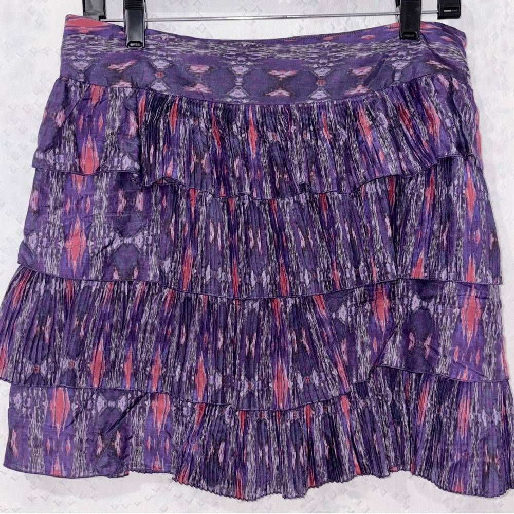 Gap Purple Tiered Ruffle Skirt Silk Cotton Blend Boho Festival Womens Size 6